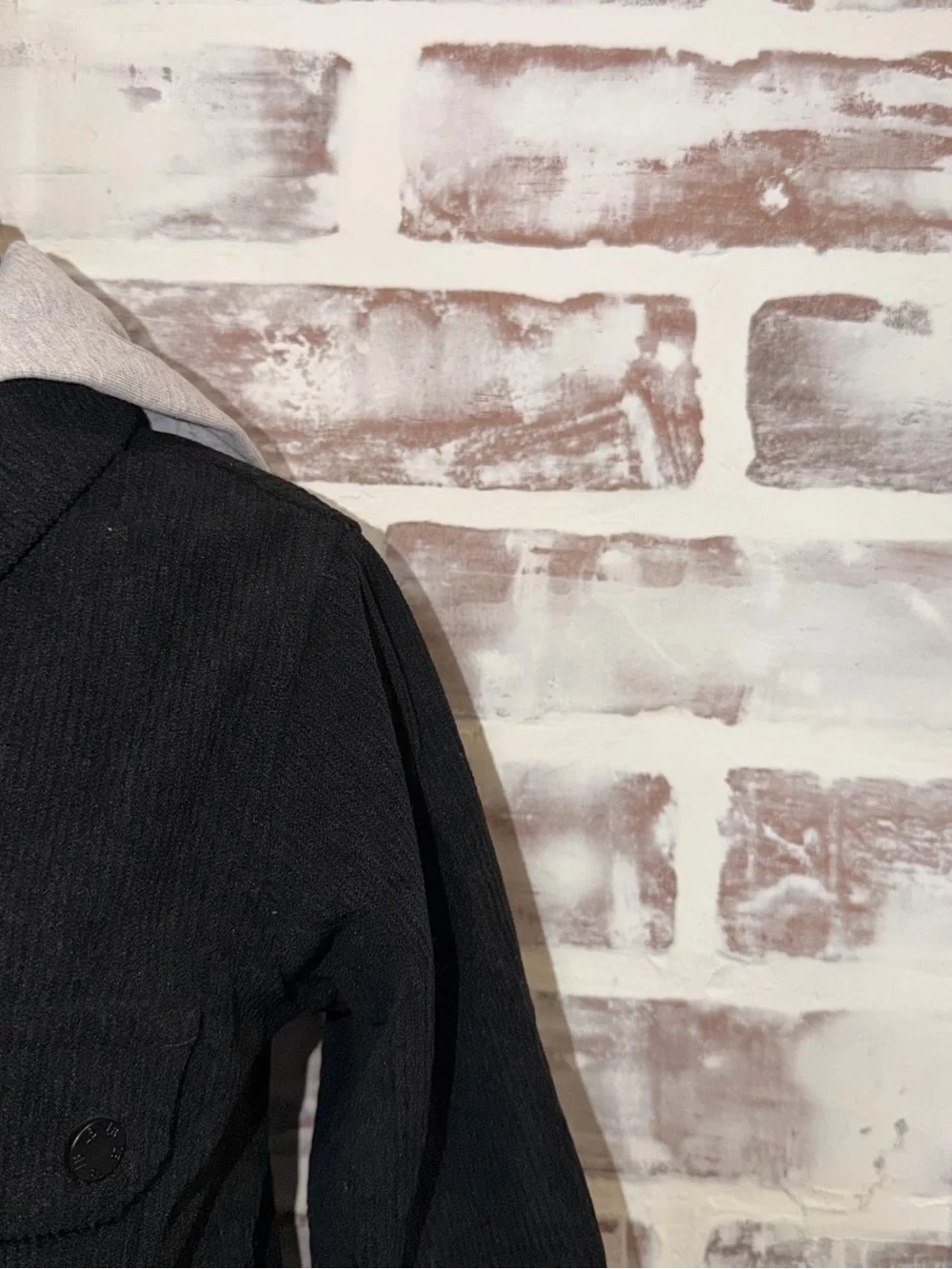 Little Bipsy Black Corduroy Jacket with Gray Hood